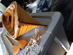 Wood ROW BOAT Skif Dory CANOE model rowboat skiff 39x15 1/2W×9 1/2-10H Nautica