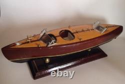Wooden Classic Boat Model. Woody With Brass Details. Ready To Display