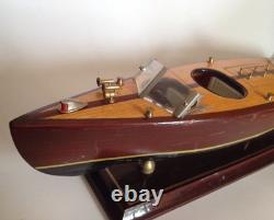 Wooden Classic Boat Model. Woody With Brass Details. Ready To Display