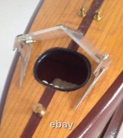 Wooden Classic Boat Model. Woody With Brass Details. Ready To Display