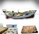 Wooden Fishing Boat Miniature Floating On The Sea Hadcrafted Boat Model Kit
