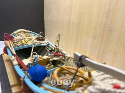 Wooden Fishing Boat Miniature Floating on the Sea Hadcrafted Boat Model Kit
