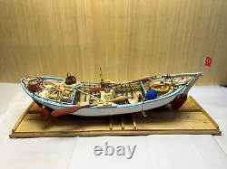 Wooden Fishing Boat Miniature Floating on the Sea Hadcrafted Boat Model Kit