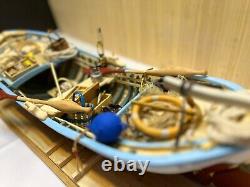 Wooden Fishing Boat Miniature Floating on the Sea Hadcrafted Boat Model Kit