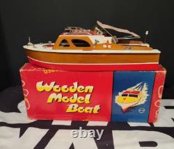 Wooden Model Boat 1950s UNION BOAT Vintage Original JAPAN Electric