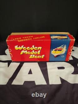 Wooden Model Boat 1950s UNION BOAT Vintage Original JAPAN Electric