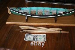 Wooden Model Whaling Skiff with Display Base Handmade Meticulous Detail