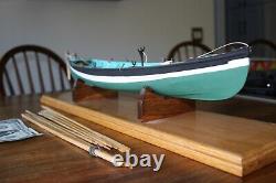 Wooden Model Whaling Skiff with Display Base Handmade Meticulous Detail