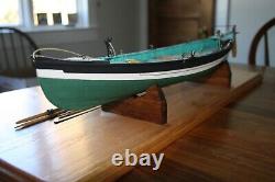 Wooden Model Whaling Skiff with Display Base Handmade Meticulous Detail