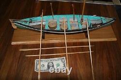 Wooden Model Whaling Skiff with Display Base Handmade Meticulous Detail