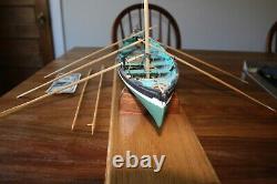 Wooden Model Whaling Skiff with Display Base Handmade Meticulous Detail