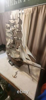 Wooden Ship Model Vintage Sail Boat Clipper Ship Nautical Decor. Very Large
