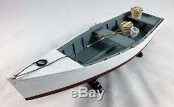 Wooden Skiff Boat Model, Rowboat, with Oars and Crabbing Accessories