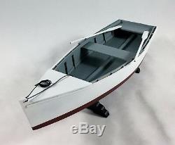 Wooden Skiff Boat Model, Rowboat, with Oars and Crabbing Accessories