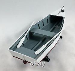 Wooden Skiff Boat Model, Rowboat, with Oars and Crabbing Accessories