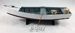 Wooden Skiff Boat Model, Rowboat, with Oars and Crabbing Accessories