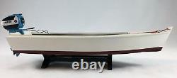 Wooden Skiff Boat Model with Evinrude Outboard Motor and Gas Tank