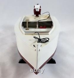 Wooden Skiff Boat Model with Johnson Outboard Motor and Gas Tank