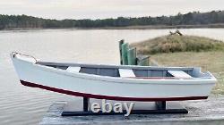 Wooden Skiff Model, With Varnished Paddle, Great Crabbing And Fishing Display