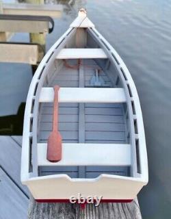 Wooden Skiff Model, With Varnished Paddle, Great Crabbing And Fishing Display