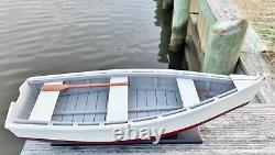 Wooden Skiff Model, With Varnished Paddle, Great Crabbing And Fishing Display