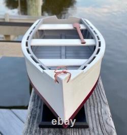 Wooden Skiff Model, With Varnished Paddle, Great Crabbing And Fishing Display