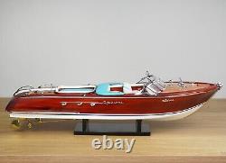 Wooden Speed Boat Riva Ship Model 21 53cm Home Desk Decor