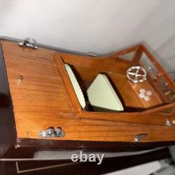 Wooden Speedboat Model Chris Craft Runabout Yacht, Double Cockpit, Collectible