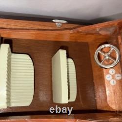 Wooden Speedboat Model Chris Craft Runabout Yacht, Double Cockpit, Collectible