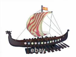 Wooden Viking Drakkar Model Boat 24