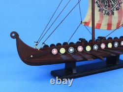 Wooden Viking Drakkar with Embroidered Raven Limited Model Boat 14