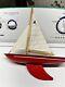 Working Floating Handmade Wood Model Sail Boat 11.5 Long X 14 Tall Brass Accents