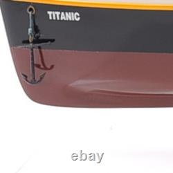 10 Bateaux Modèles Petits en Bois Massif Peints à la Main Noir et Rouge 1912 RMS Titanic