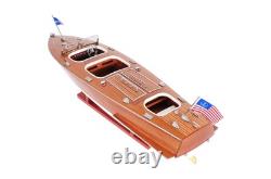 10 Bois Brun Sculpture de Modèle de Bateau en Bois Massif Peinte à la Main pour Table