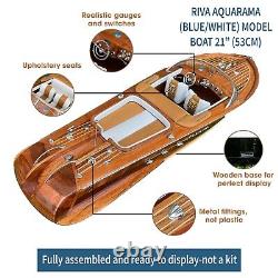 116 Modèle de bateau italien Riva Aquarama en bois, fait à la main, pour affichage sur étagère, décoration.