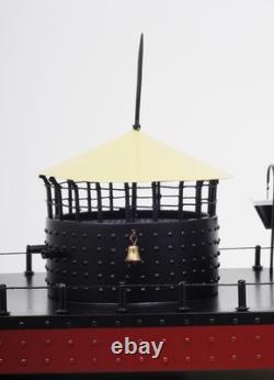11 Bateau Modèle 1862 USS Monitor en Bois Massif Peint à la Main Noir et Rouge