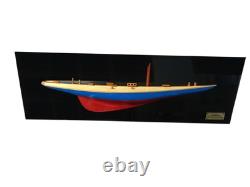 12 Bateau Modèle Demi-Coque en Bois Solide Peint à La Main Arc-en-Ciel Bleu et Rouge