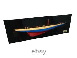 12 Bateau Modèle Demi-Coque en Bois Solide Peint à La Main Arc-en-Ciel Bleu et Rouge