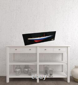 12 Bateau Modèle Demi-Coque en Bois Solide Peint à La Main Arc-en-Ciel Bleu et Rouge