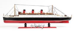 12 Modèle de Bateau Grand de la RMS Queen Mary en Bois Massif Peint à la Main Noir et Rouge