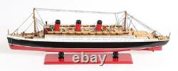 12 Modèle de Bateau Grand de la RMS Queen Mary en Bois Massif Peint à la Main Noir et Rouge