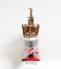 12 Modèle de Bateau Grand de la RMS Queen Mary en Bois Massif Peint à la Main Noir et Rouge