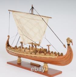 13 Bois Brun Sculpture de Table en Bois Massif Peinte à la Main Modèle de Bateau