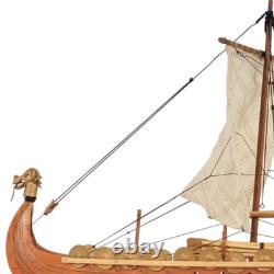 13 Bois Brun Sculpture de Table en Bois Massif Peinte à la Main Modèle de Bateau