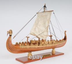 13 Bois Brun Sculpture de Table en Bois Massif Peinte à la Main Modèle de Bateau