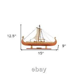 13 Bois Brun Sculpture de Table en Bois Massif Peinte à la Main Modèle de Bateau