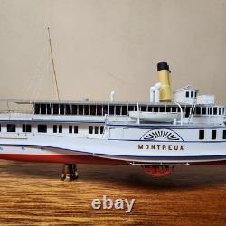 14 5/8 Montreux 1904 Modèle de bateau à vapeur Architectura Navalis en bois et verre display