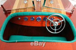 1938 Chris Craft Triple Cockpit Runabout Modèle En Bois 32 Painted Boat Nouveau