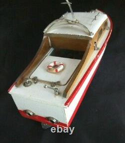 1950's Wooden Model Boat Battery Power Japan Windshield Lights Works! Cruiser