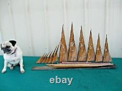 1960's Vintage Large 33 Wood Sailboat Ship Model Ayhan Boat Shop Sinop Turquie